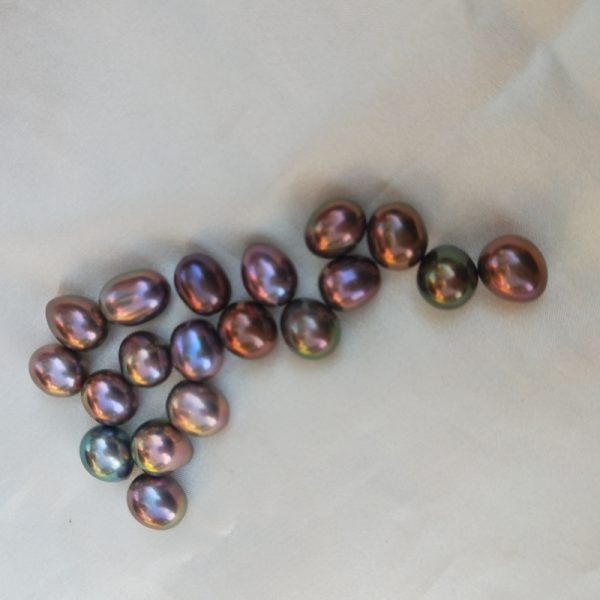 Dyed peacock green brown drop shaped freshwater loose pearl beads sold at 10 pcs per lot - Image 3