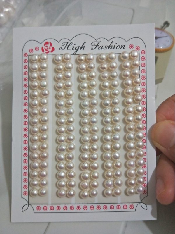 5mm high luster loose button pearl beads 80 pairs ，sell per pair - Image 4