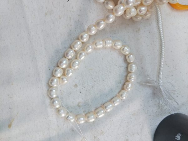 Large Hoop Pearl Earrings raw pearl materials cultured freshwater pearls.price per strand, MOQ 5 strands - Image 2