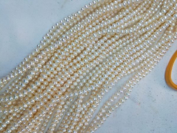 Freshwater cultured Classic white Necklace potato shaped round 4mm - Image 4