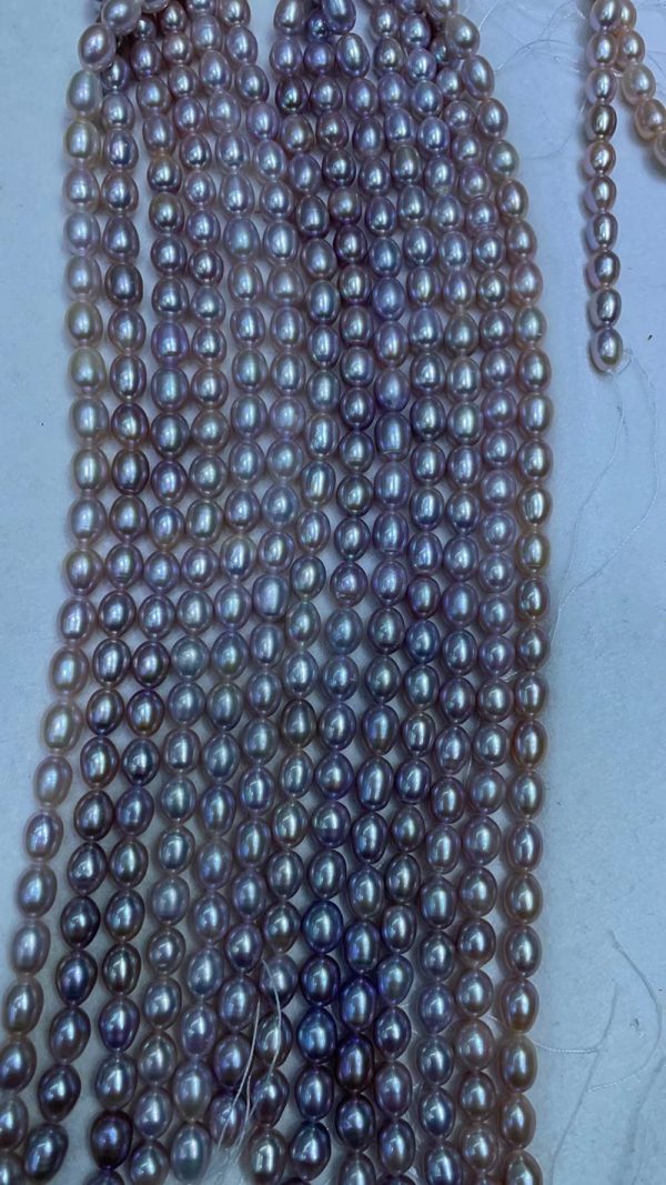 9-10mm white purple pink multicolor freshwater cultured rice pearl beaded strands 16 inch - Image 6