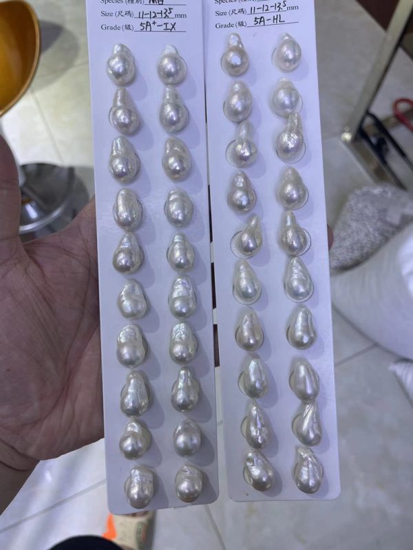 natural white small size baroque drop shaped freshwater cultured loose pearl pairs