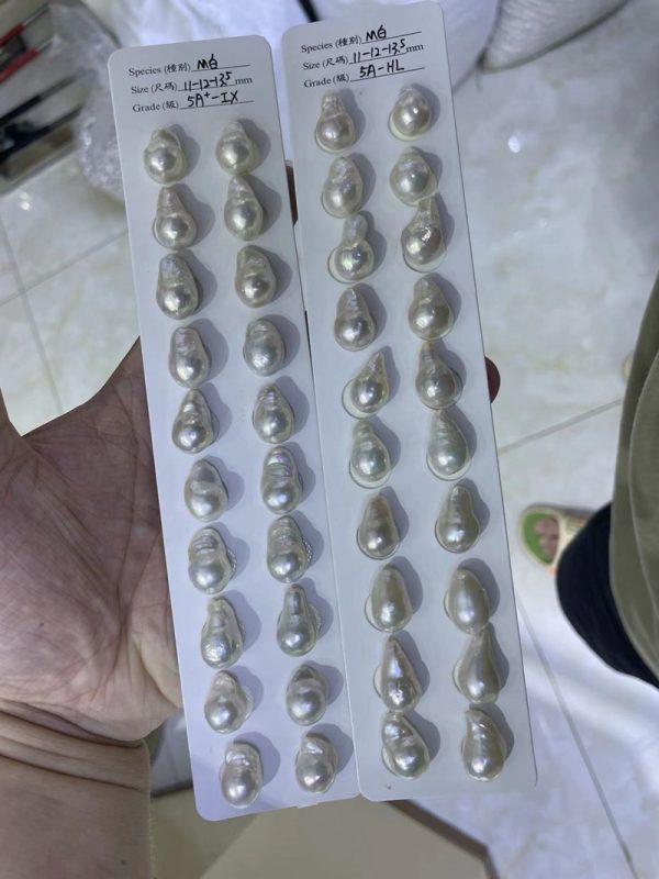 natural white small size baroque drop shaped freshwater cultured loose pearl pairs - Image 6