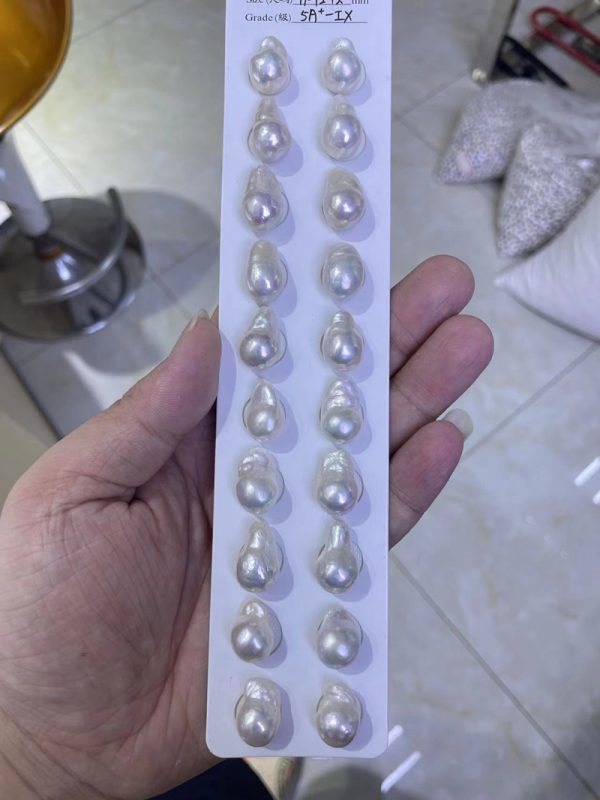 natural white small size baroque drop shaped freshwater cultured loose pearl pairs - Image 7