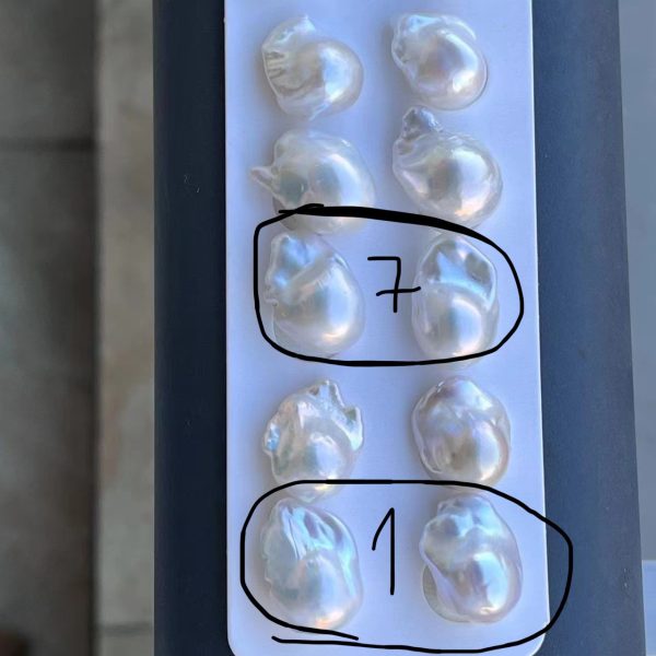 13x 22mm cream white cultured freshwater nucleated fireball pearl bead pairs for wholesale