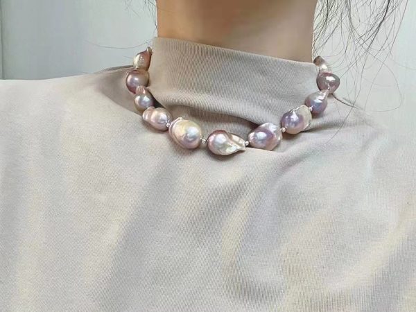 Exquisite pink Baroque Pearl Choker Necklaces at Wholesale Prices - Bespoke Pearl Jewelry Collection - Image 4