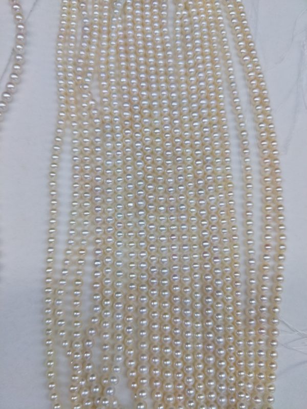 white 5mm round freshwater pearl bead strands necklace loose - Image 3