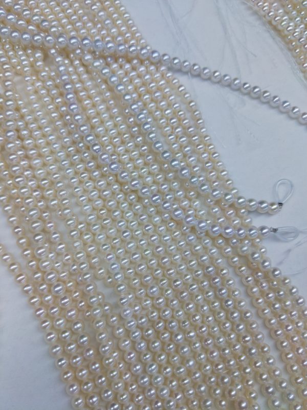 white 5mm round freshwater pearl bead strands necklace loose - Image 4