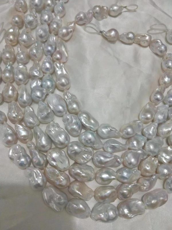necklace set with pearls white baroque fireball shaped 16 inch - Image 2