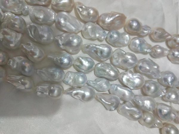 necklace set with pearls white baroque fireball shaped 16 inch