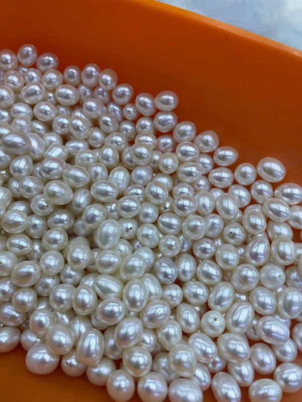 natural white half drilled drop shape loose freshwater cultured pearl beads - Image 4