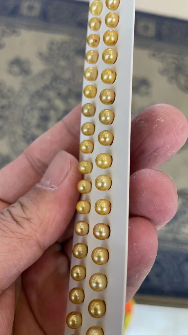 4.5-5.0mm golden cultured natural real freshwater round pearl pairs wholesale loose pearl beads half drilled for making earrings - Image 3