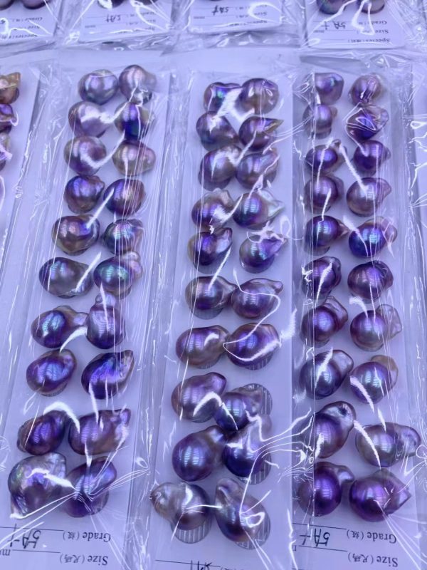 natural beautiful purple real loose Fireball pairs huge freshwater Baroque Pearls sell per pair - Image 3