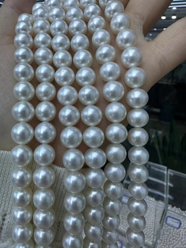 Large Round Pearl White Natural Cultured Pearl Beads Strand 15 Inches Jewelry Making Beads - Image 4