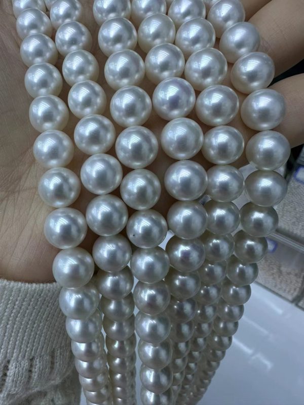 Large Round Pearl White Natural Cultured Pearl Beads Strand 15 Inches Jewelry Making Beads - Image 6