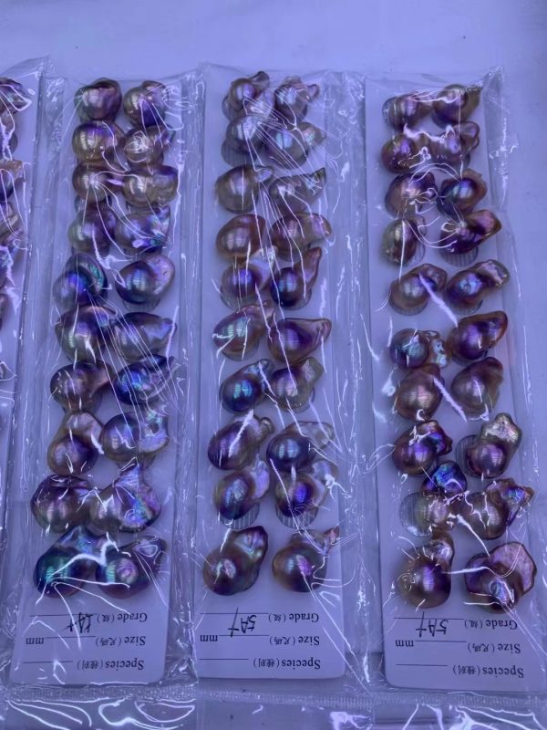 natural beautiful purple real loose Fireball pairs huge freshwater Baroque Pearls sell per pair - Image 5