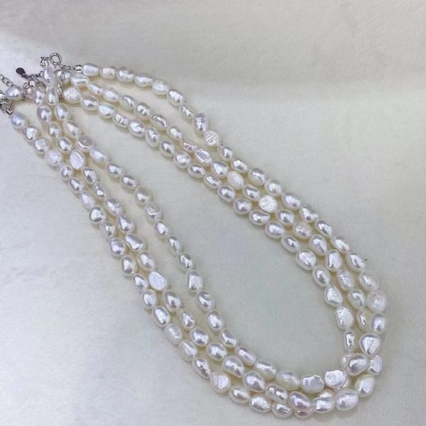 PEARL Baroque Pearl Collar 10-11mm 18 inch with sterling silver clasp - Image 3