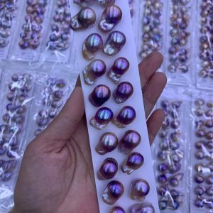 violet large baroque pearls