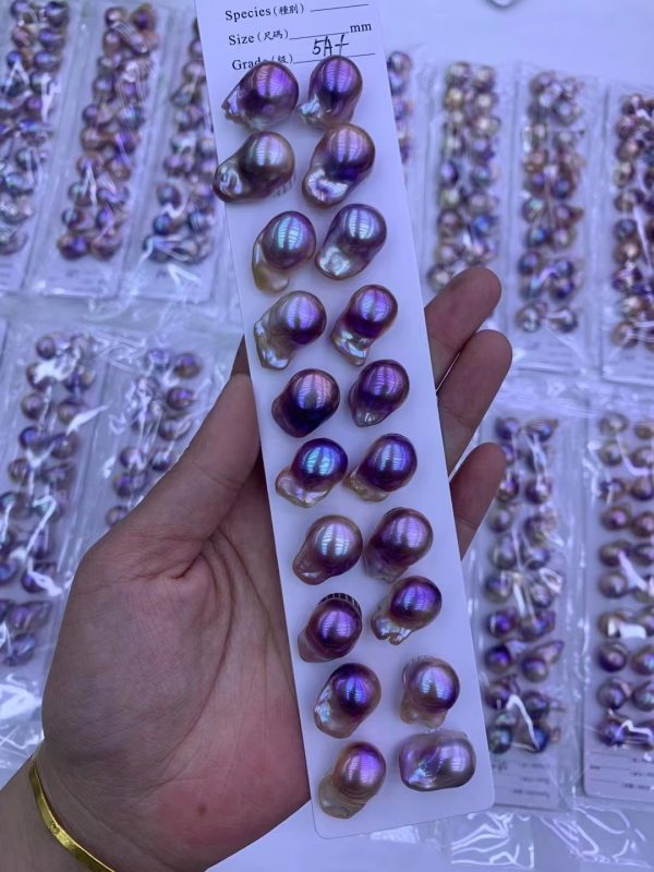 violet large baroque pearls