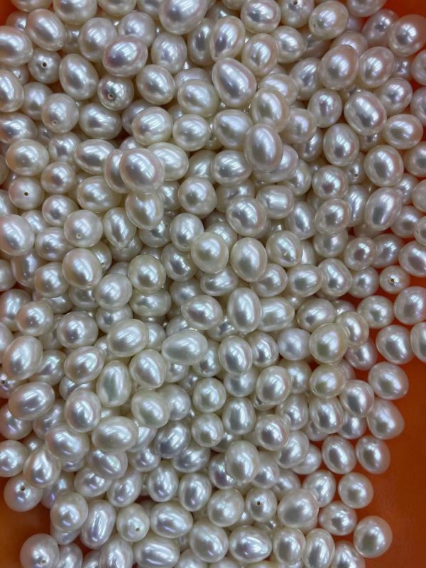 natural white half drilled drop shape loose freshwater cultured pearl beads - Image 5
