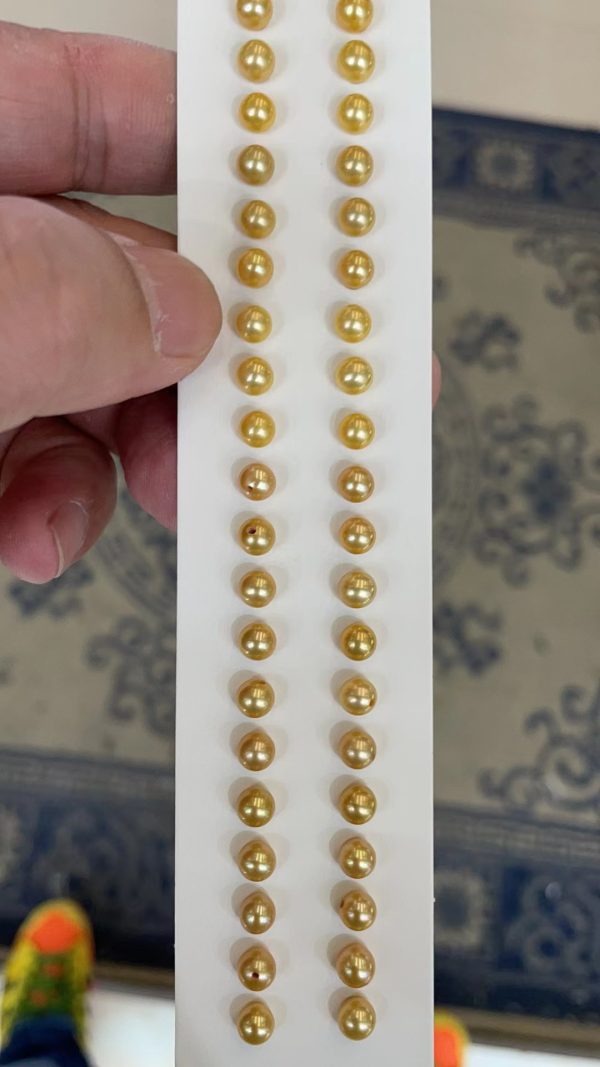 4.5-5.0mm golden cultured natural real freshwater round pearl pairs wholesale loose pearl beads half drilled for making earrings - Image 4