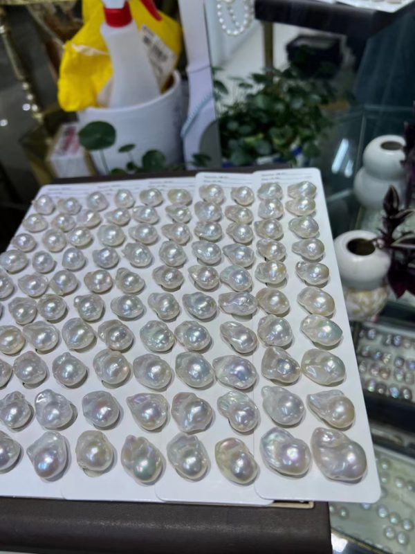 bridal earrings white loose baroque fireball pearl pairs undrilled pairs - Image 6