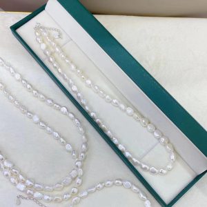 white nugget pearl choker necklace