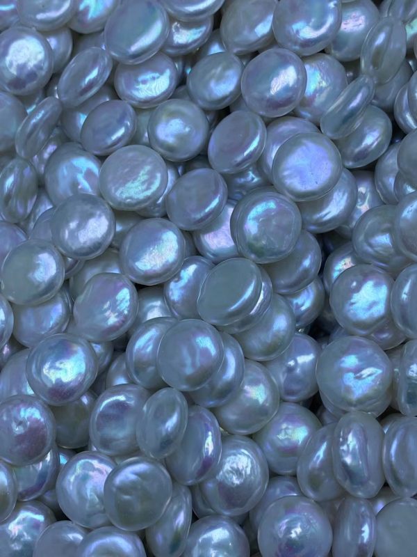 12-13mm white coin shaped freshwater cultured pearl bead strings loose type for making jewelry - Image 5