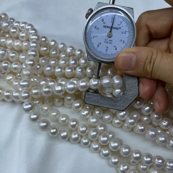 10-11mm natural white oval shaped pearl necklace strands loose type - Image 4