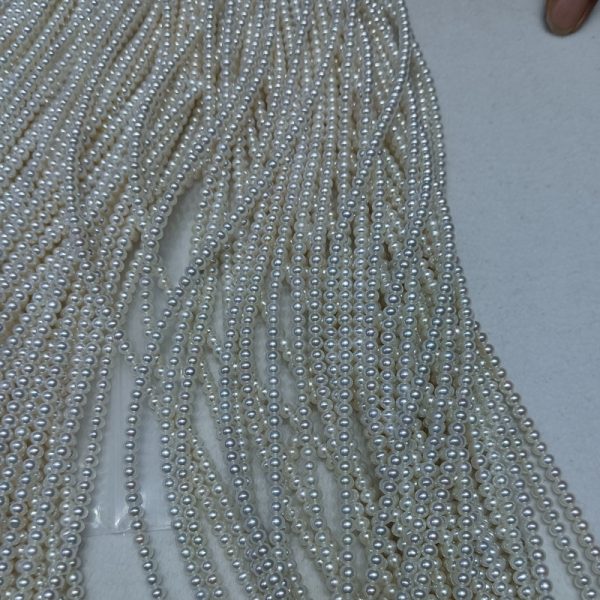 4-5mm AAA Tiny White Round Freshwater Pearl Strands wholesale - Image 3