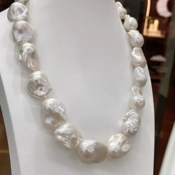 large white baroque pearl necklace