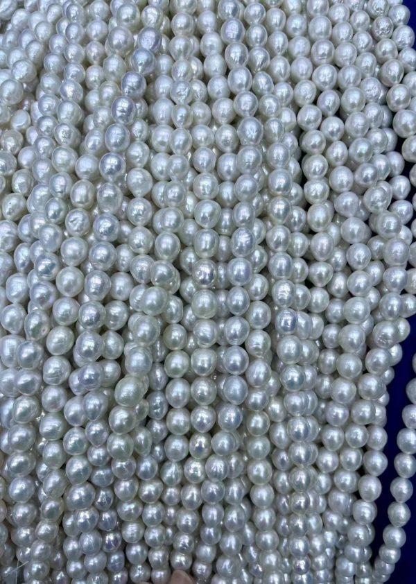 8x9mm white nucleated small edison pearl beaded strands 15 inch for jewelry making - Image 3