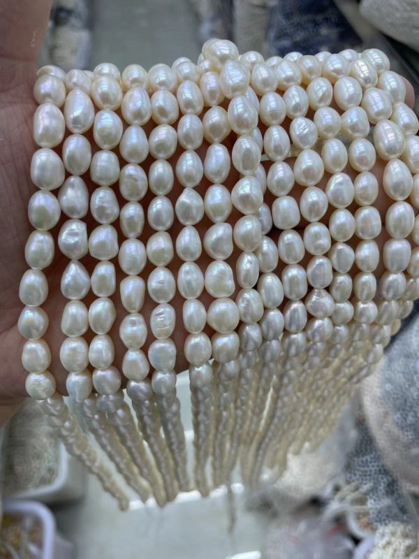 baroque pearls for jewelry nugget flat round pearls 9mm high luster natural white 16 inch raw pearls - Image 3