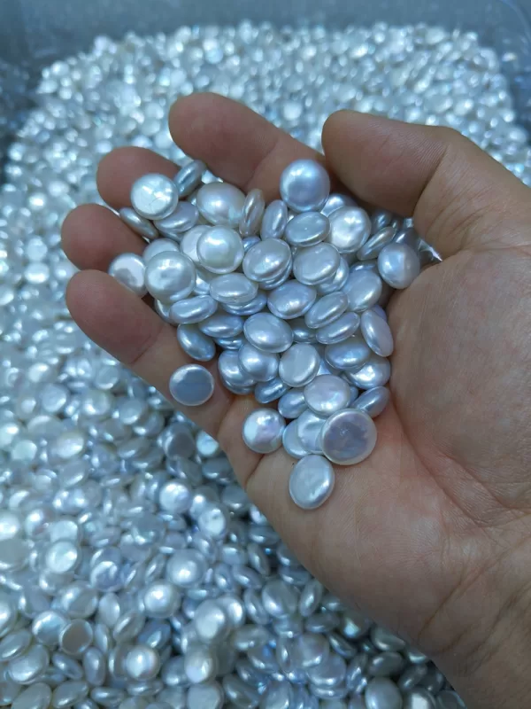 China Cultured baroque Freshwater Pearl 11-12mm no hole White round Coin loose Pearls wholesale 10pcs per lot - Image 7