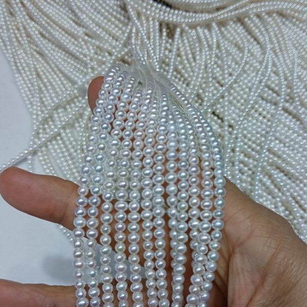 4-5mm AAA Tiny White Round Freshwater Pearl Strands wholesale - Image 4