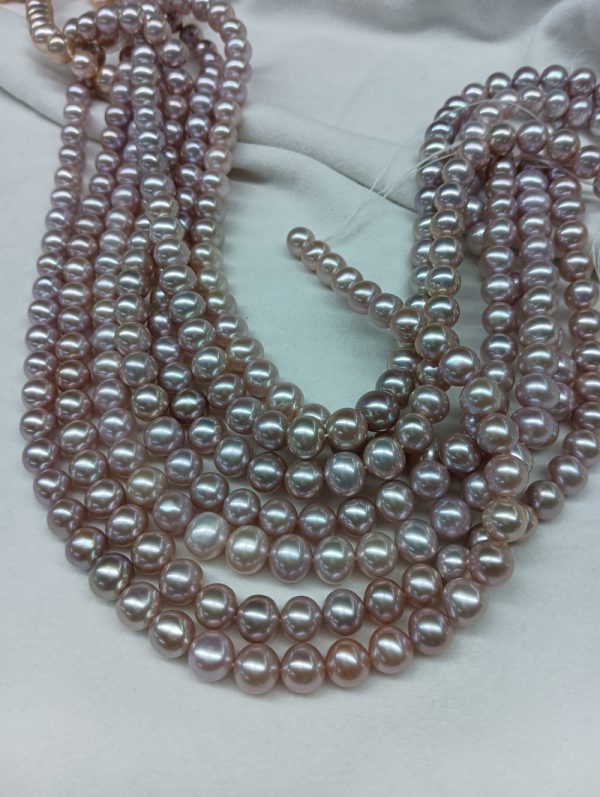 9mm purple freshwater Nearly round pearl beads strand  Purple Natural Freshwater Pearl Jewelry Design Beads Pearls Strand 15" - Image 3