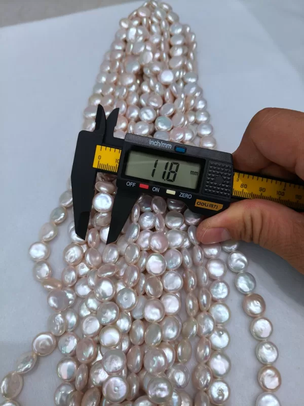 Cultured Coin Freshwater Pearl Beads Flat Round Natural White 11-12mm Sold Per Strand Approx 32 pcs on each strand - Image 6