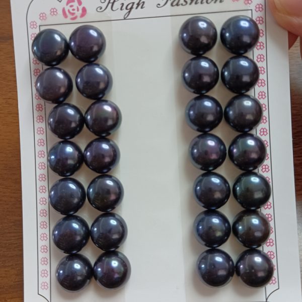 wholesale peacock 12-13mm button freshwater pearls pairs for making ,price per pair - Image 4