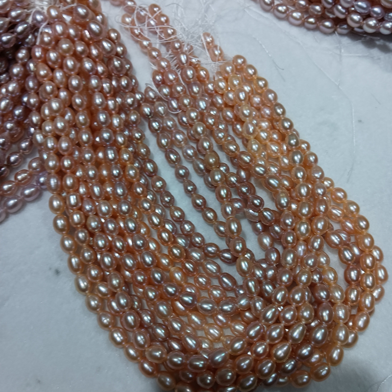 pink and peach rice pearls