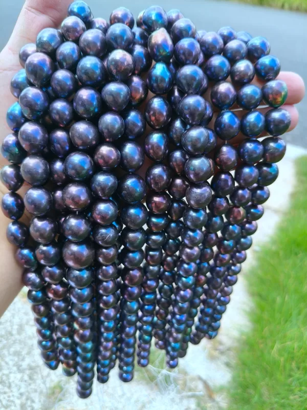 Freshwater Cultured Pearl Beads for Jewelry Making Natural Gemstone freshwater Black with Peacock Green Luster Off Round 39cm - Image 5