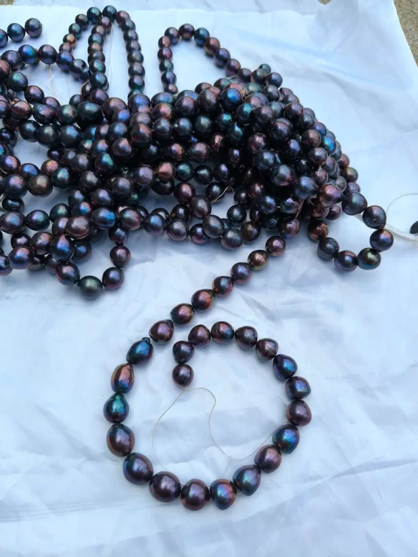Freshwater Cultured Pearl Beads for Jewelry Making Natural Gemstone freshwater Black with Peacock Green Luster Off Round 39cm - Image 6