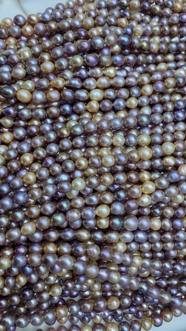 Freshwater Pearl Necklace Srand for Women - Pearl Strand Necklace | Multi-Color Nucleated Pearl Necklace with Genuine Cultured Pearls, 10mm - Image 4