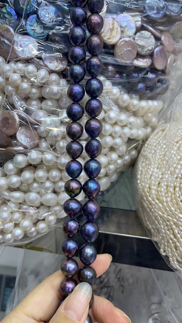Freshwater Cultured Pearl Beads for Jewelry Making Natural Gemstone freshwater Black with Peacock Green Luster Off Round 39cm - Image 3