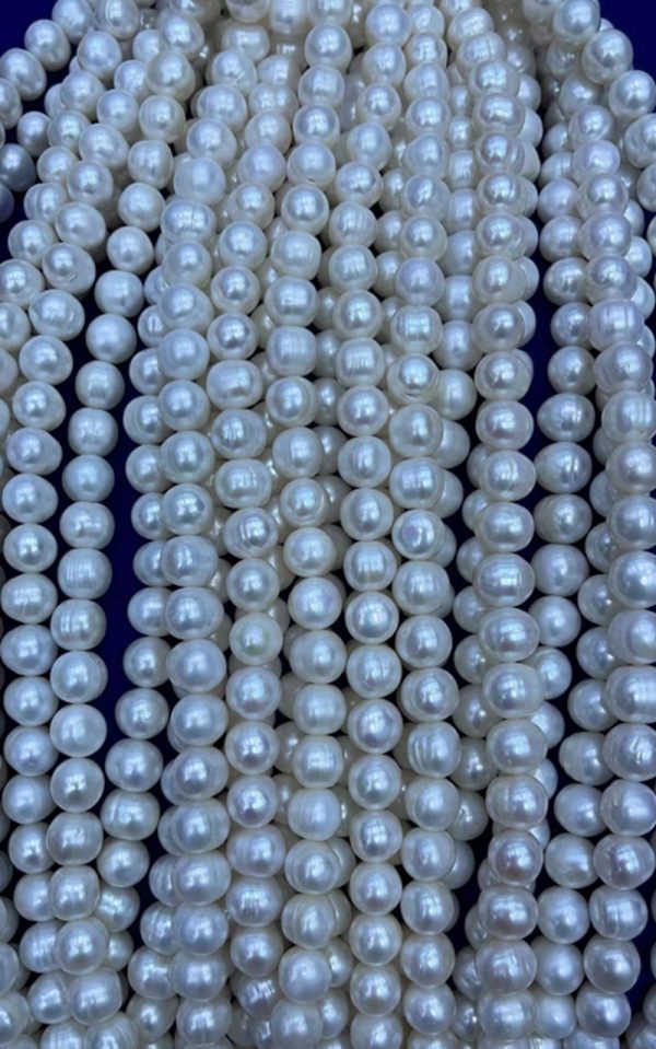 10-11mm natural white oval shaped pearl necklace strands loose type - Image 3
