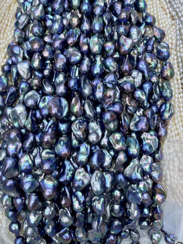 15-17x25-28mm Full Strand Natural Mauve Peacock Baroque Pearl Beads – Iridescent Color Wholesale - Image 5