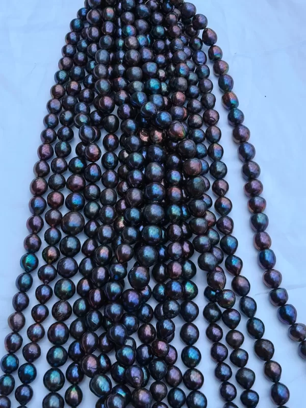 Freshwater Cultured Pearl Beads for Jewelry Making Natural Gemstone freshwater Black with Peacock Green Luster Off Round 39cm - Image 7