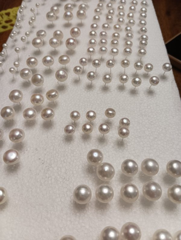 bright white Earrings Jewelry Fashion Freshwater Cultured Pearl Button Ball sterling silver Stud Earrings - Image 3