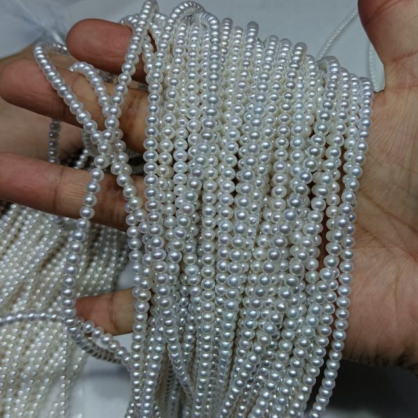 4-5mm AAA Tiny White Round Freshwater Pearl Strands wholesale - Image 5