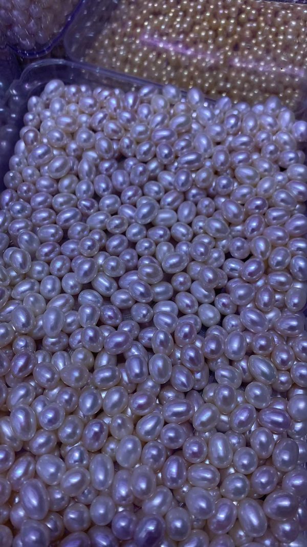 8-8.5mm white freshwater rice beads pearls teardrop freshwater pearl beads - Image 3