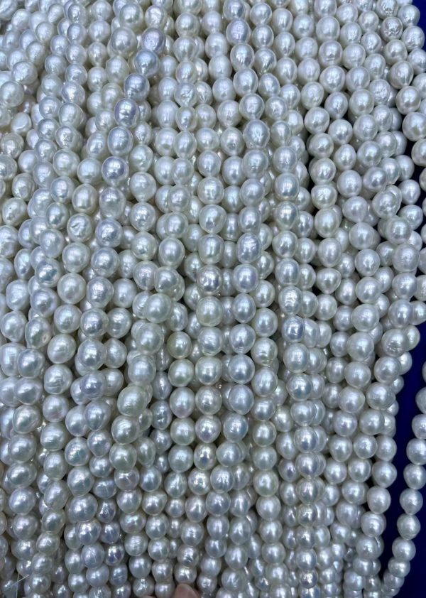 8-9.5mm Pearl Beads, drop shaped,Natural Oval Freshwater Cultured White Pearl Loose Beads Quality  for Jewelry Making Charms Necklace - Image 3